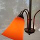 Brass chandelier 3 tulips orange Casimir 1970