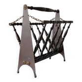 Foldable wooden magazine rack, veneered, Italy 1950.
