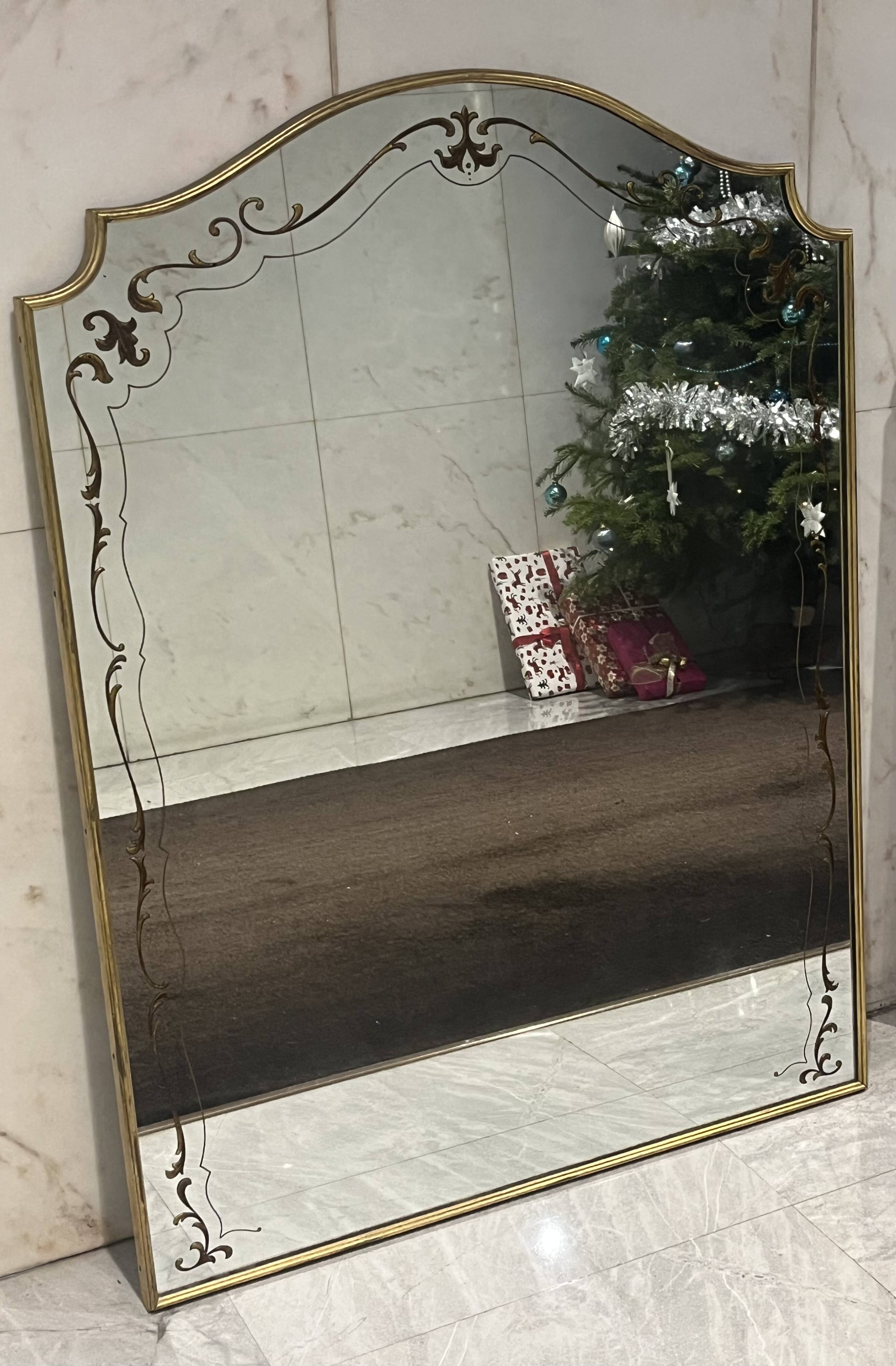 Large antique gold mirror - Empire style - Mercury