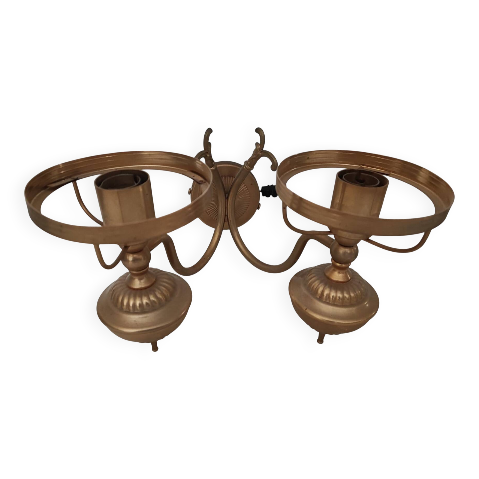 Antique brass wall sconce with two arms, Louis XV style.