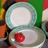 Six plates of vintage Badonviller earthenware with gold frieze