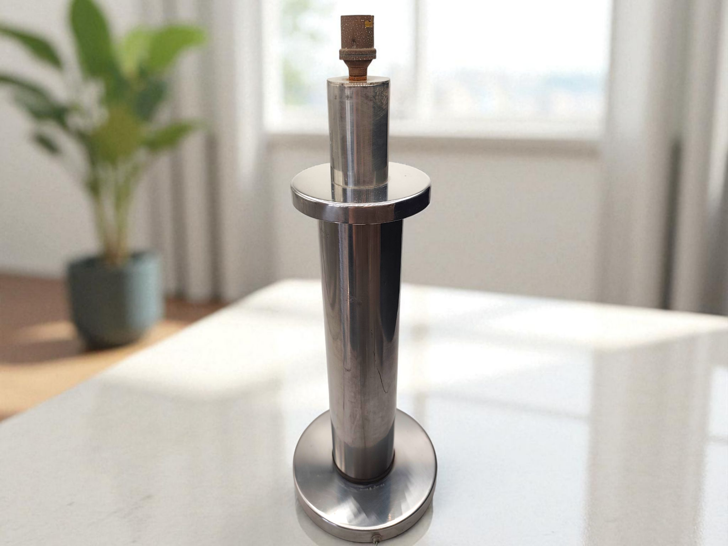 1970s simar stainless steel table lamp - industrial modernist design