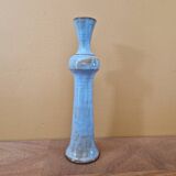 Jean François Descombes (Born in 1940) in Vallauris - Single-flower vase in blue enameled ceramic with reflections