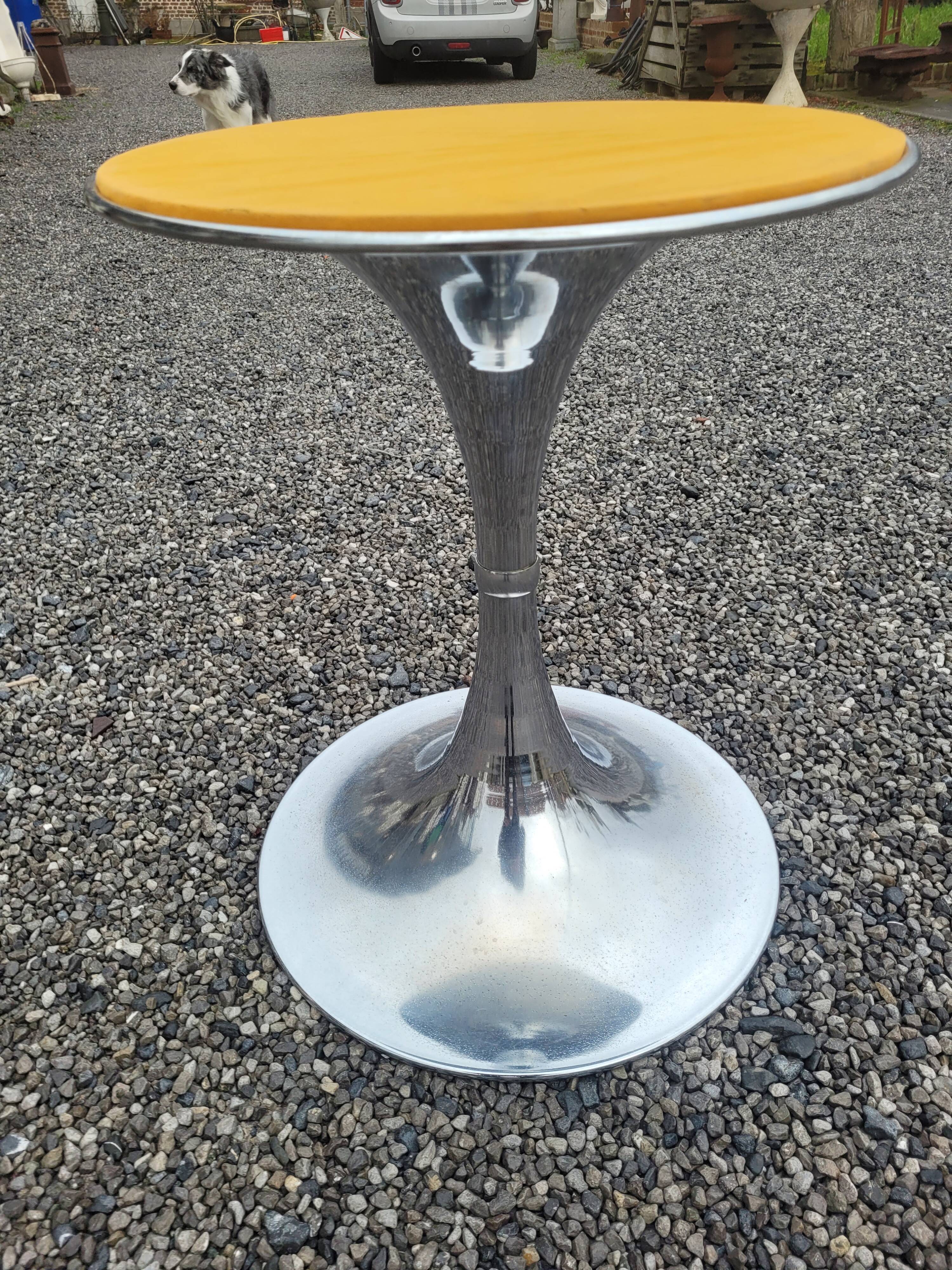 Table foot tulip smoked glass of the 70s by Gastone Rinaldi