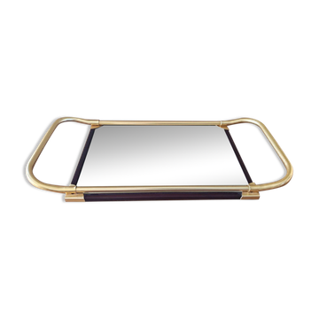 Plateau vintage métal et miroir
