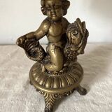 Retro cherub and fish brass lamp