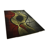 Vintage area rug, mid century, 1960s, abstract psychedelic design, wool rug, low pile rug