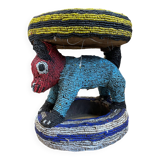 Zoomorphic beaded coffee table stool