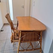 Rattan and bamboo desk with chair - Audoux Minet style from the 1970s.