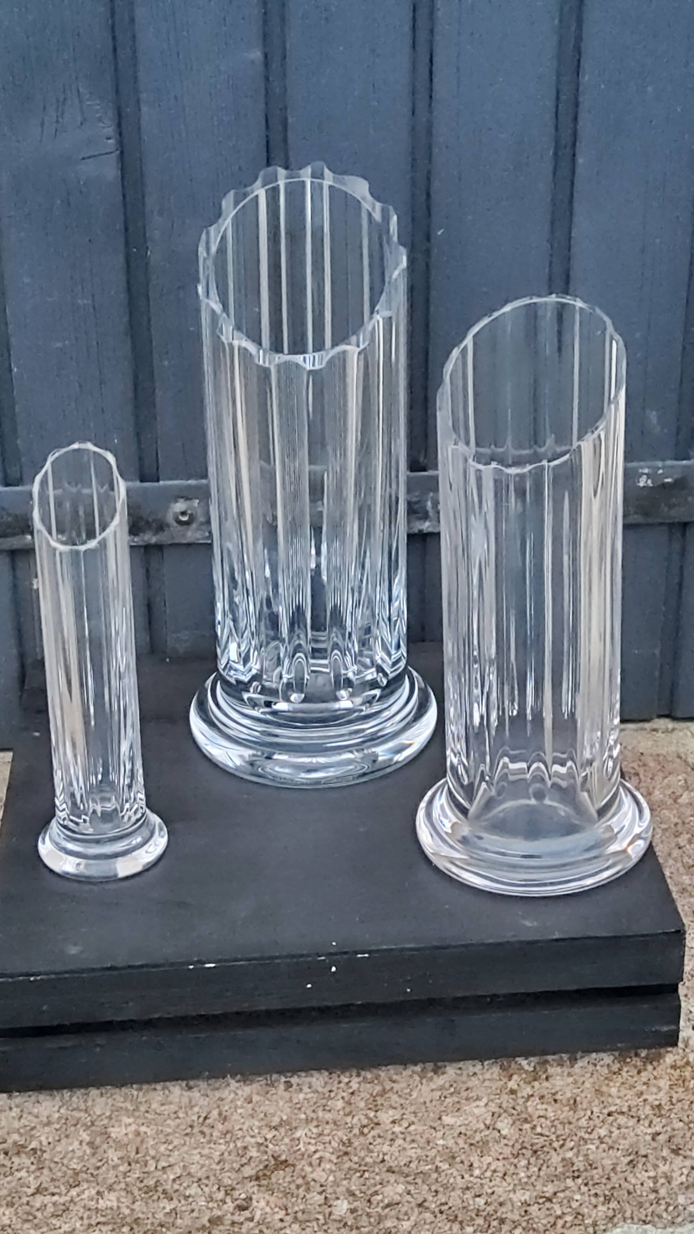 Set of 3 Daum crystal vases model Cythère from the 80s