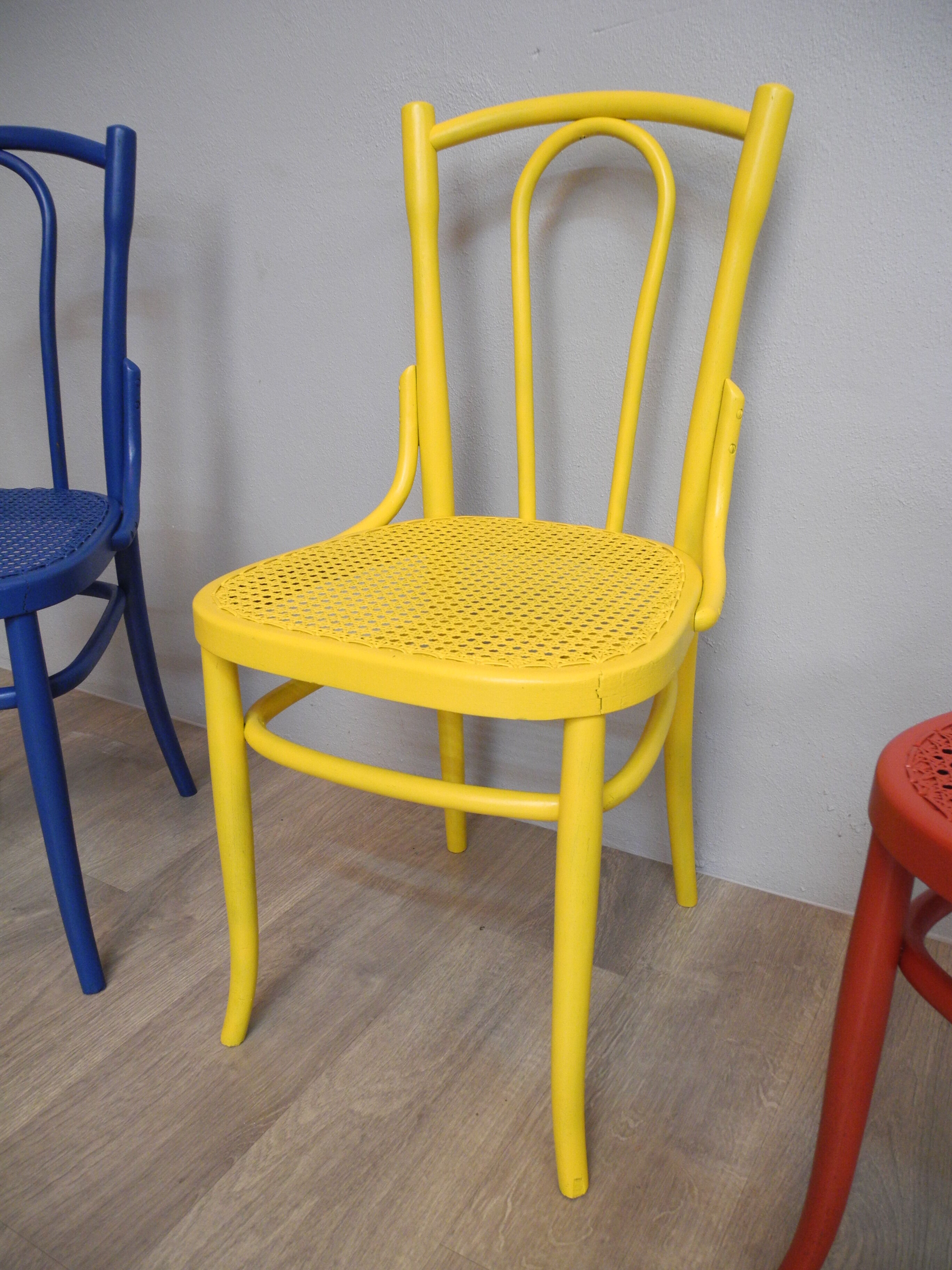 Lot de 3 anciennes chaises Japy Frères en bois des années 1940/1950
