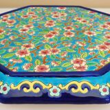 Glazed ceramic trivet, Longwy enamels, art deco