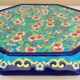Glazed ceramic trivet, Longwy enamels, art deco