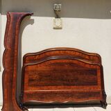 Bed in solid walnut and very old walnut burl