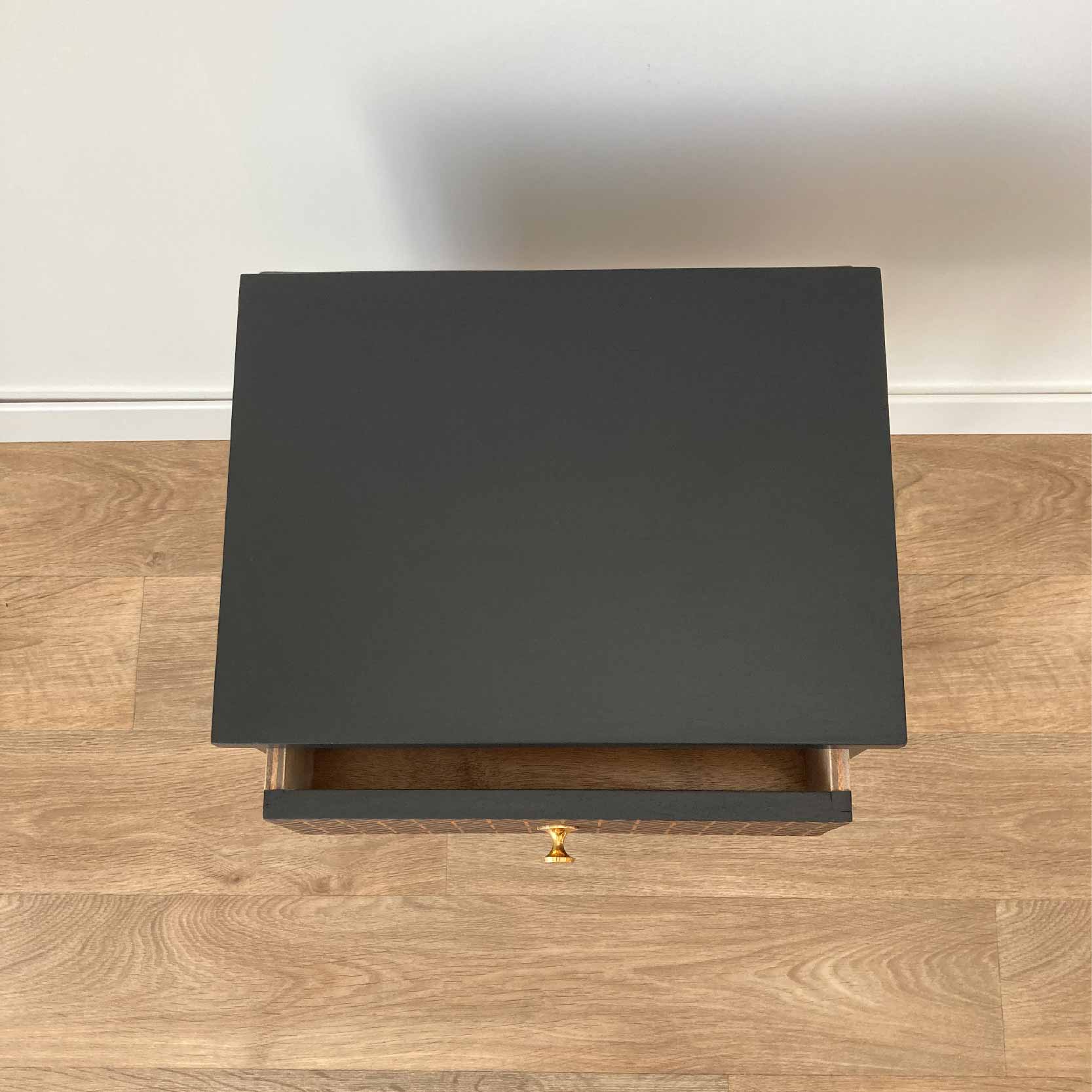 Black bedside, a drawer