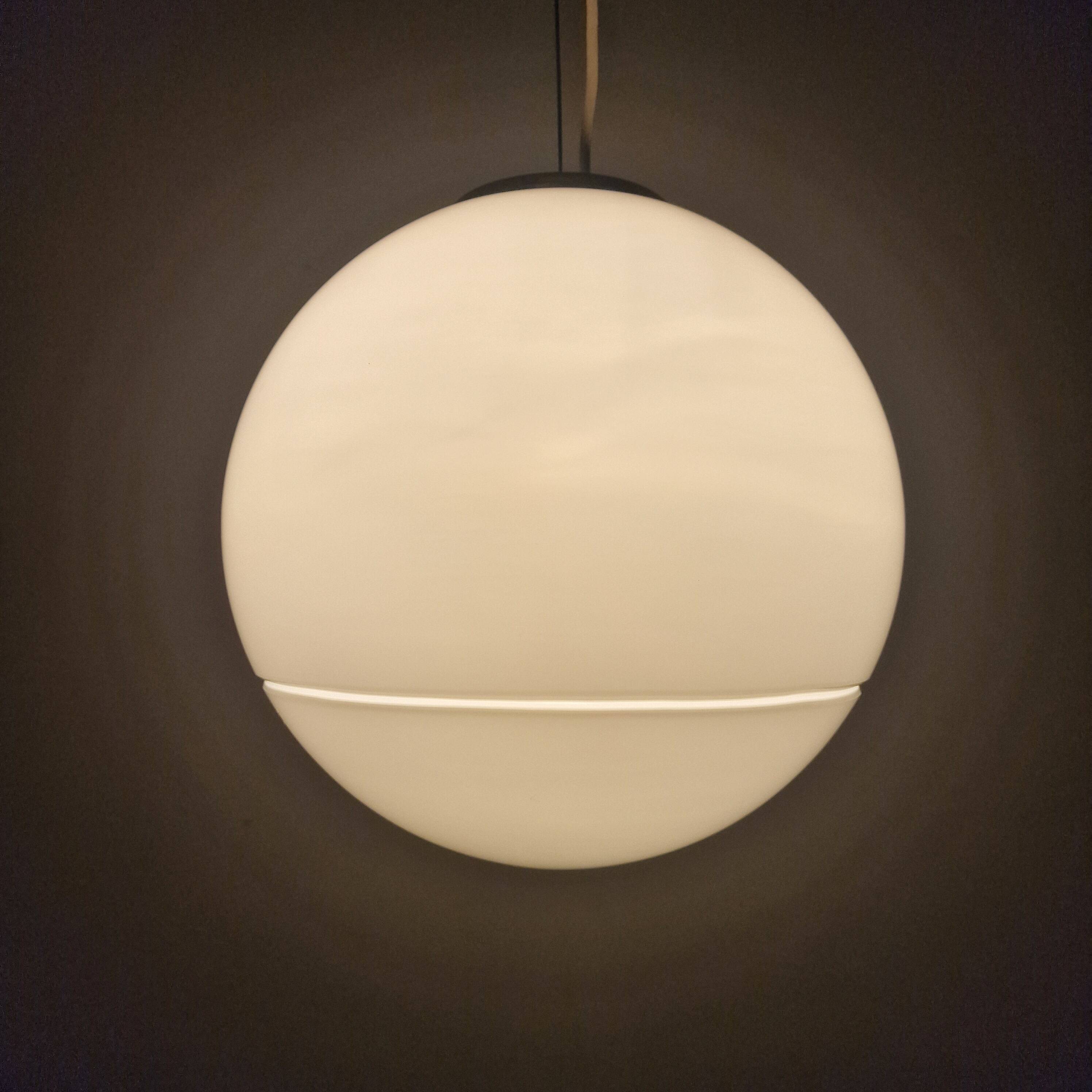 Italian Murano Glass Globe Chandelier with Brass Accents, 1970s