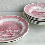 Set of 8 hollow plates landscapes iron earth