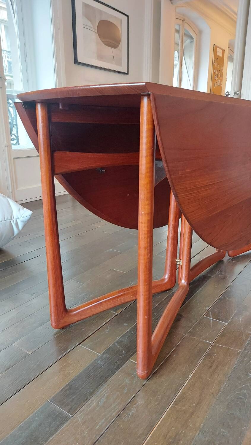 Extremely rare - Danish 20/59 vintage Drop Leaf table in teak by Peter Hvidt and Orla Mølgaard Nielsen for France & Søn - 6 - 8 people