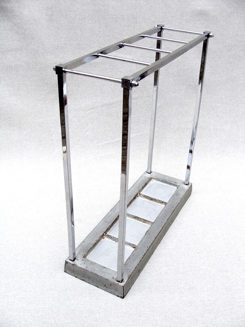 Art Deco umbrella holder in chromed metal