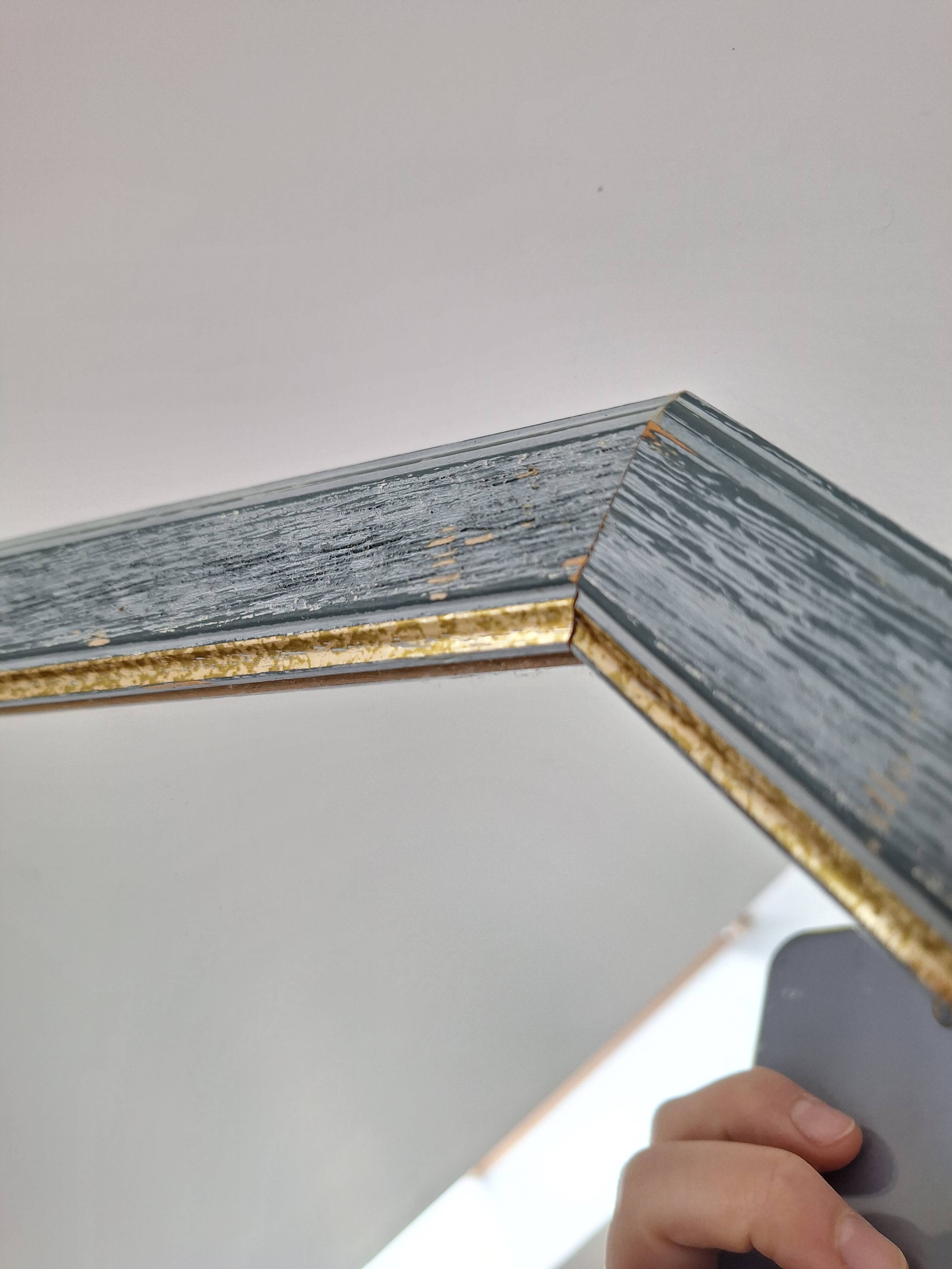 Vintage blue octagon mirror