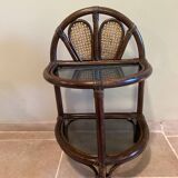 Half moon rattan bedside table