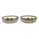 Set of 2 glass and metal bowls with a bow design.