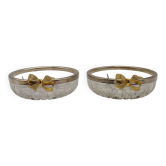 Set of 2 glass and metal bowls with knot decoration