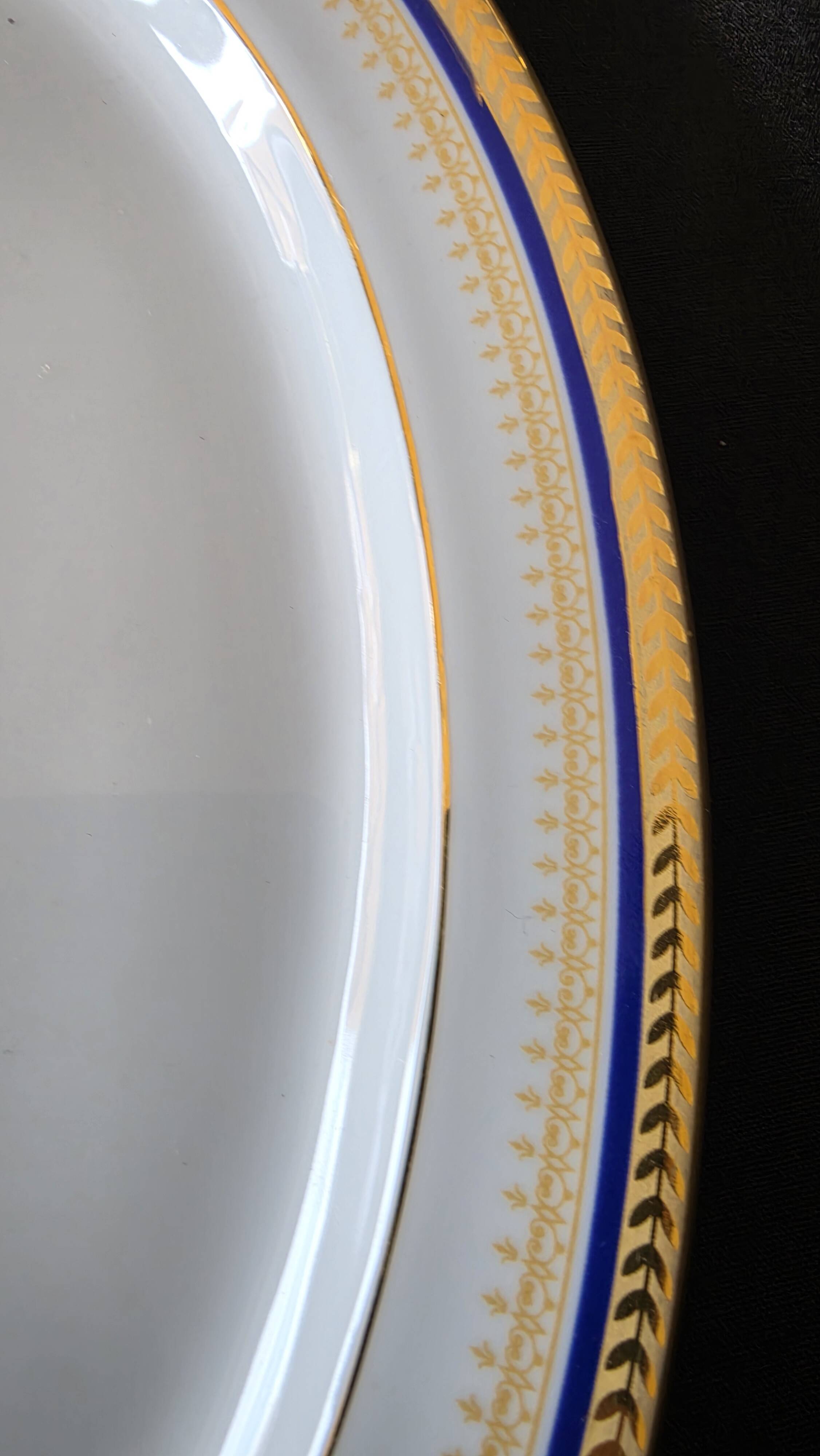 Set of 2 oval shrimp dishes in Limoges porcelain "Blue de F"