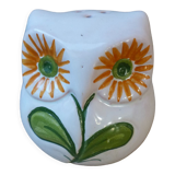 Ceramic salt shaker in the shape of nice eyes in bloom , owl Vintage