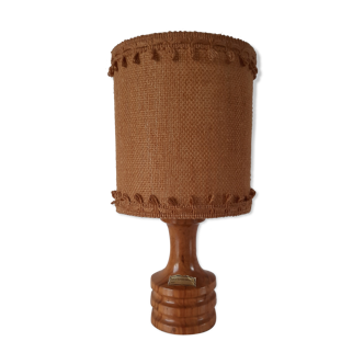 70s olive wood bedside lamp