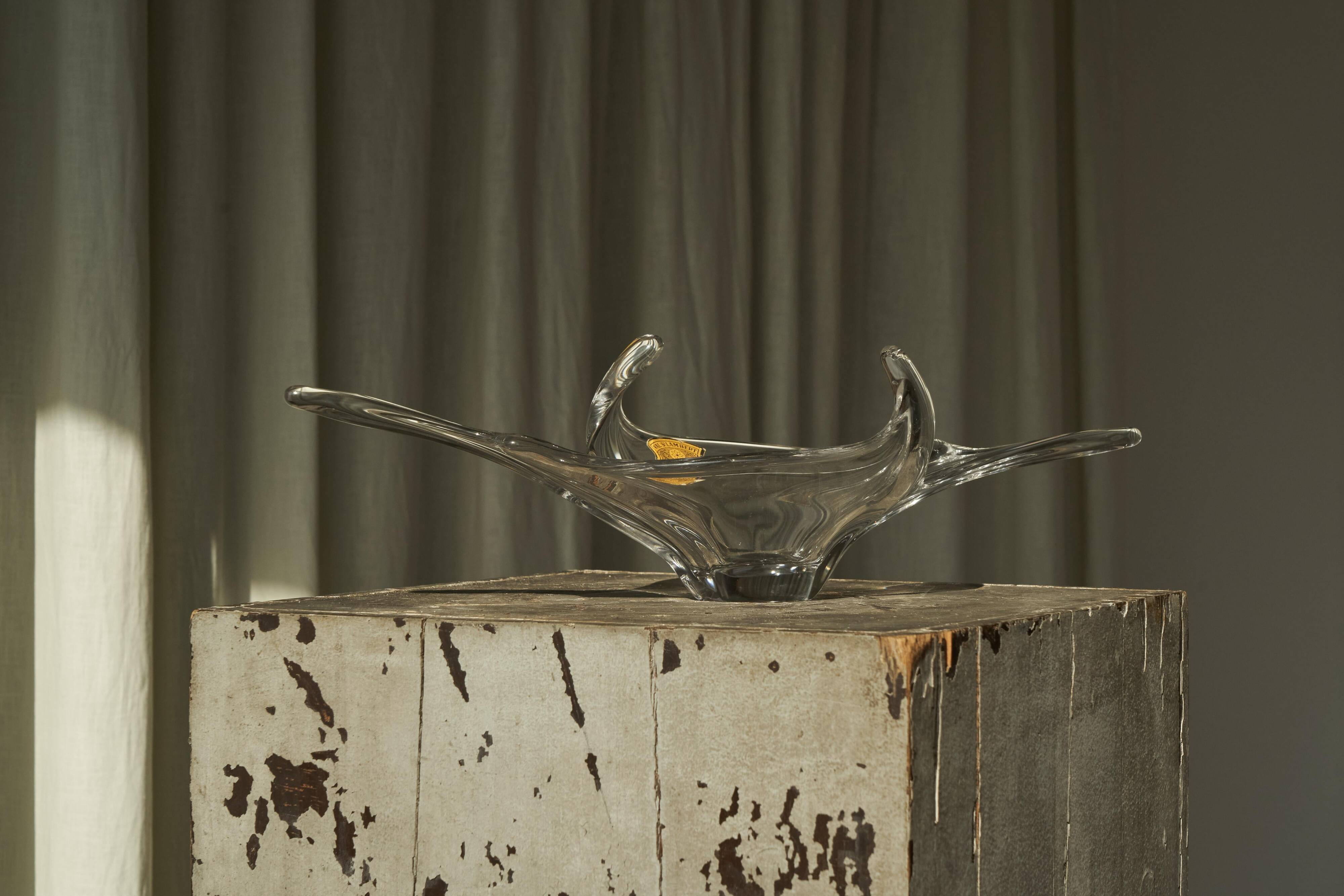 Val Saint Lambert crystal table centrepiece, mid-century 1950.