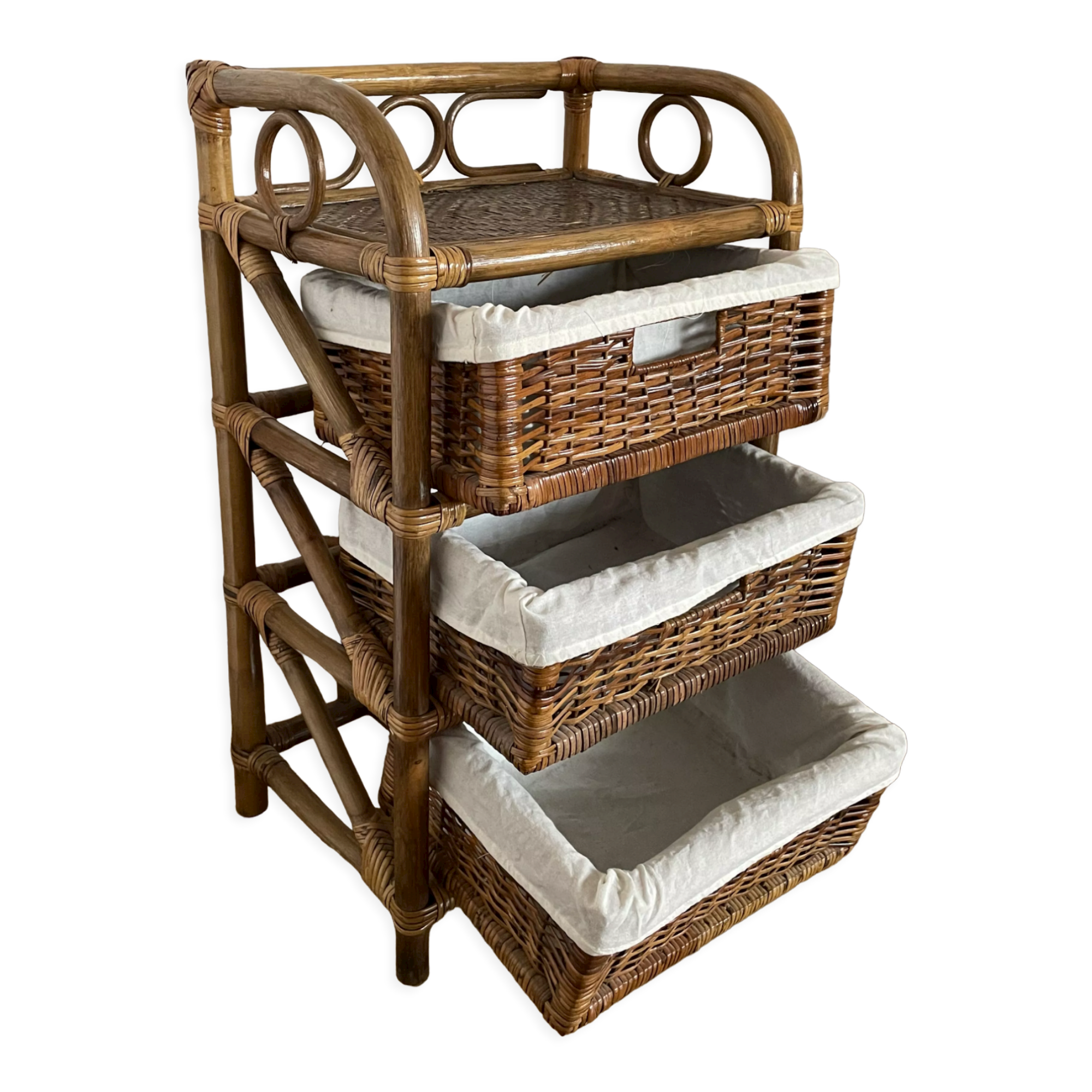 Bamboo and rattan drawer cabinet