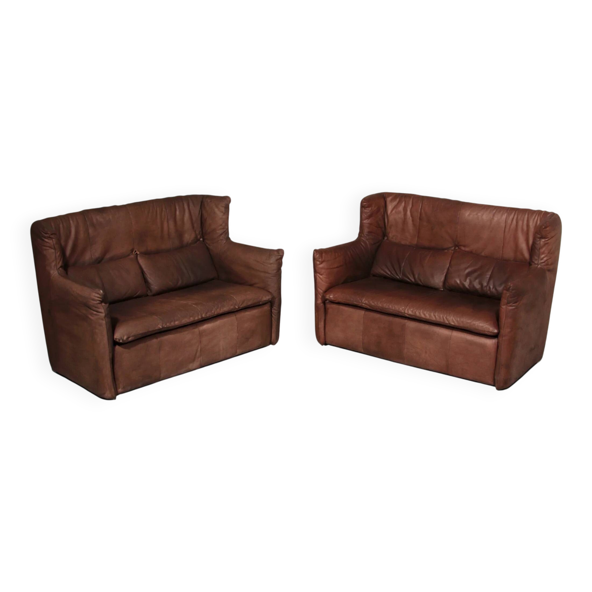 Patinated leather sofa by Gerard van den Berg for Montis, Netherlands, 1970s