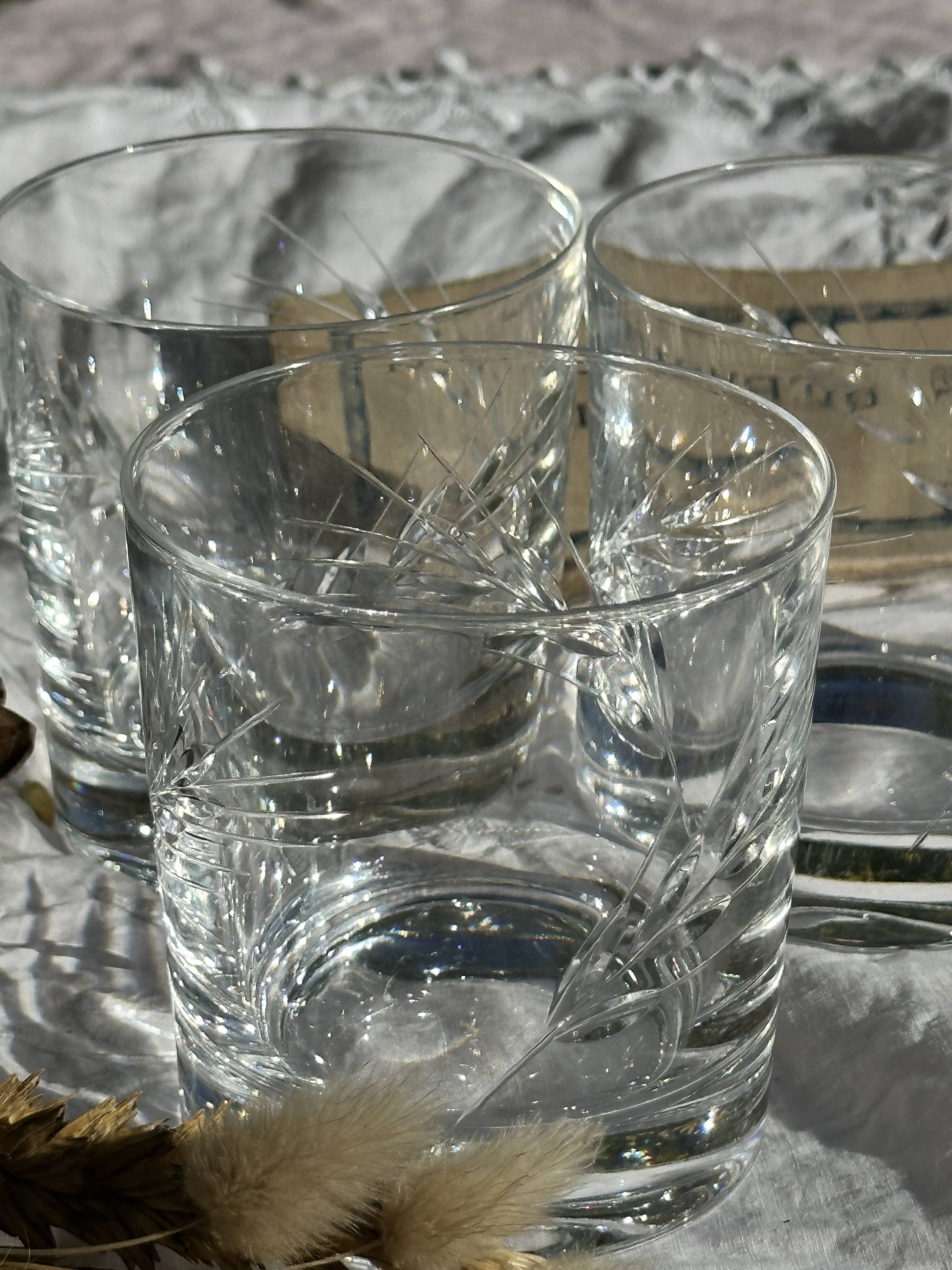 Set of Three 30cl Vintage Crystal Whisky Glasses // Epi Model // Art d