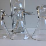 Service à liqueur digestif alcool portatif design verre & métal chromé inox