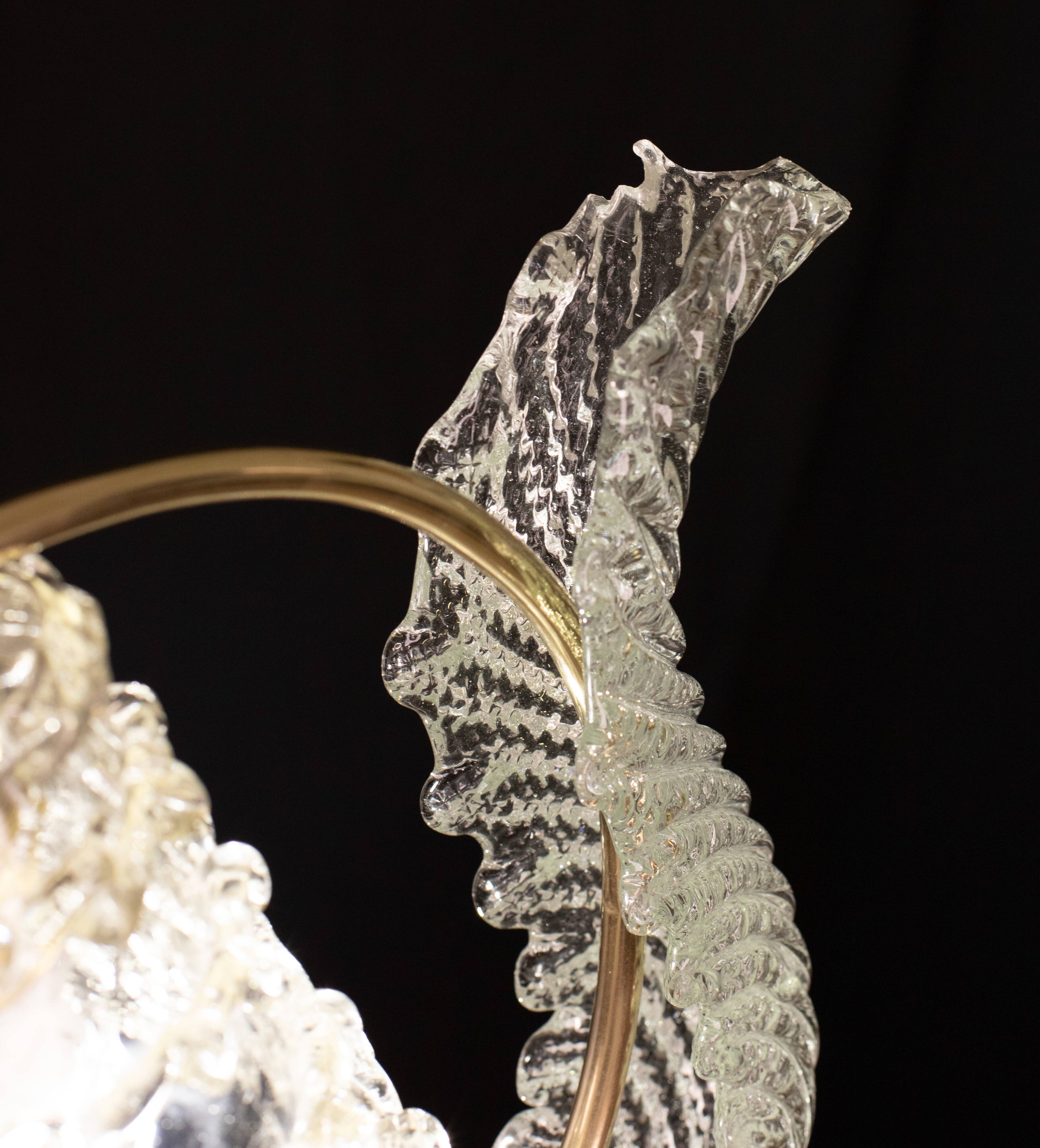 Elegant Art Decò Barovier and Toso Chandelier, 1940s