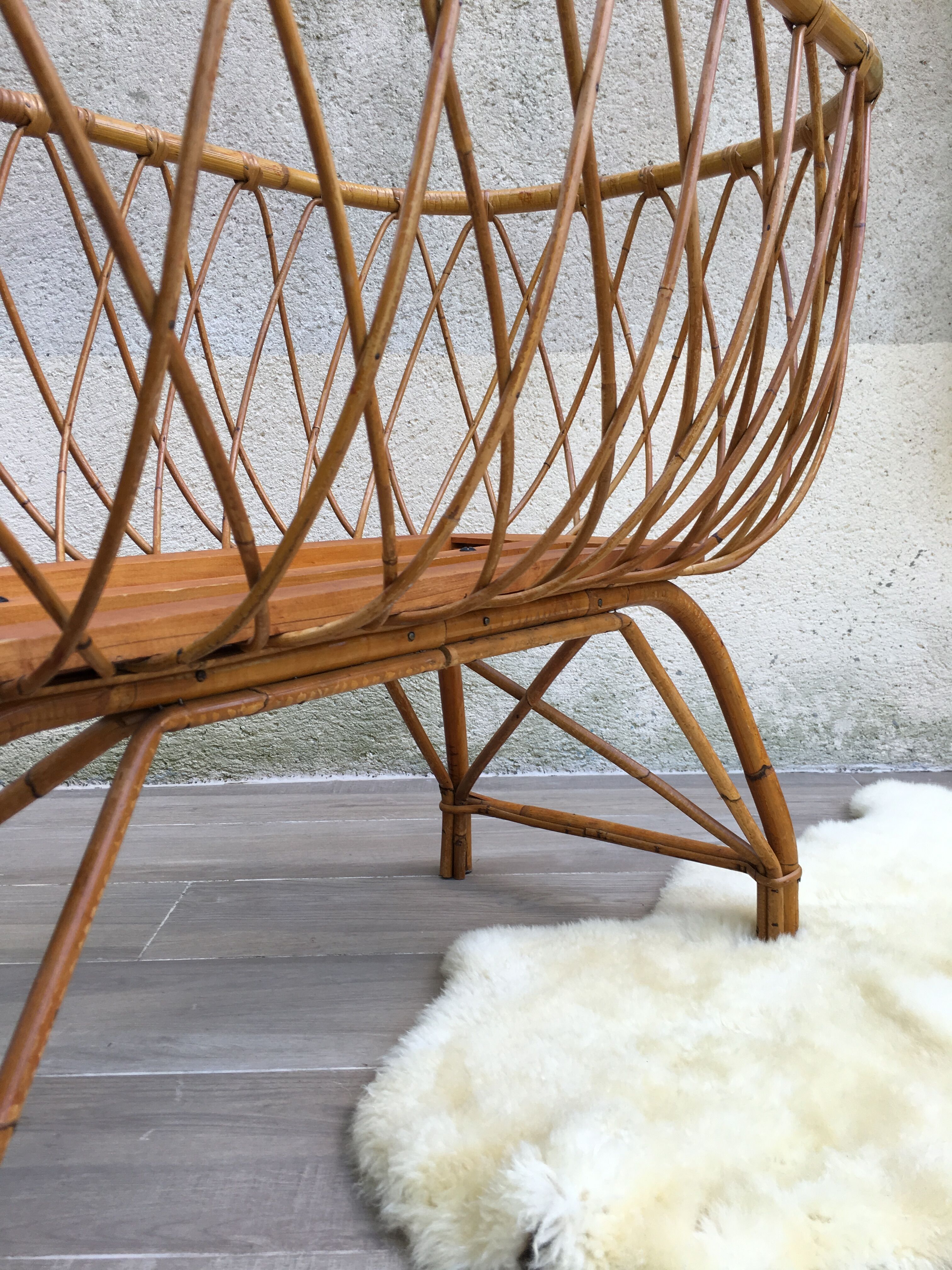 Vintage rattan cradle