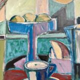 Oil painting on canvas signed dimensions: height -60cm- width -64 cm-