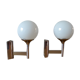 Pair of wall lamps Sciolari opaline chrome steel 60s