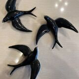 3 handmade ceramic swallows from the 60s