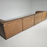 Modular "Jeep" sectional sofa in light brown leather by Anita Schmidt for Durlet, 1970.