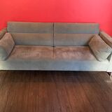 Urbani sofa and ottoman in grey alcantara
