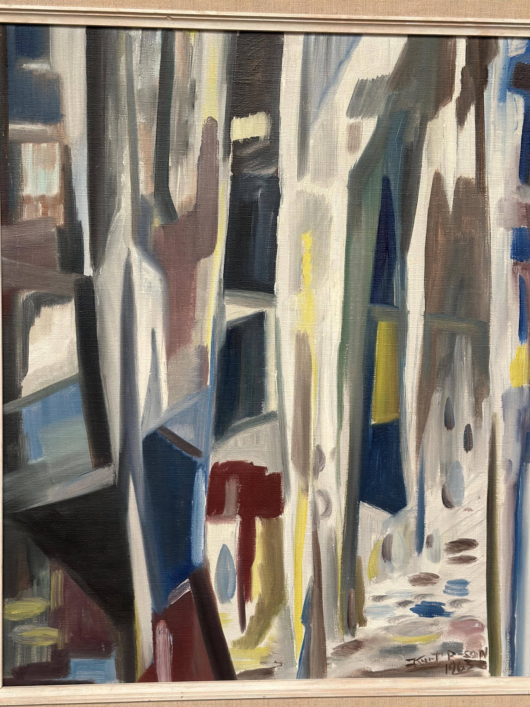 Huile sur toile suédoise – “Allée abstraite” par Kurt Persson
