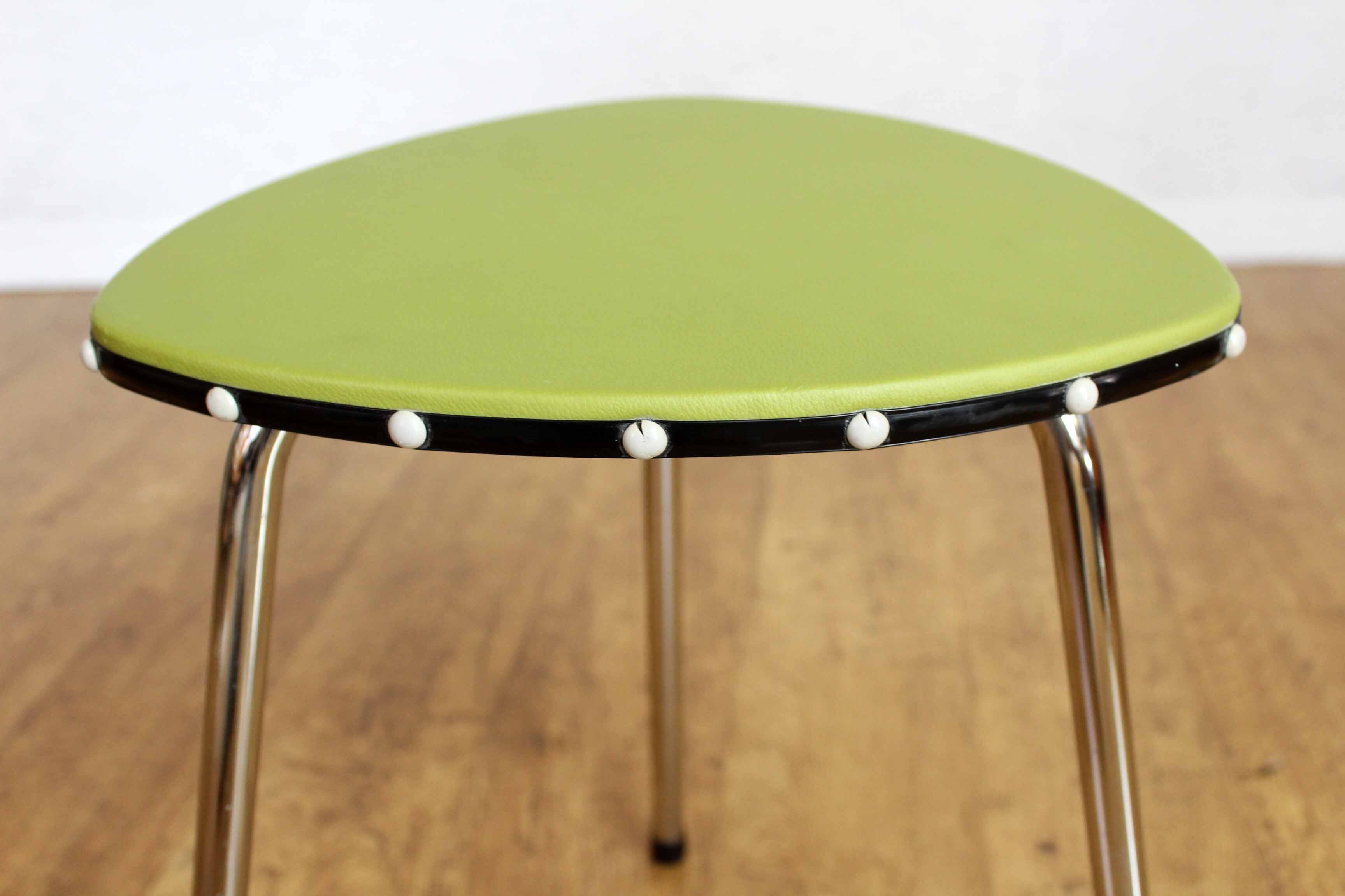 Vintage green and chrome stool
