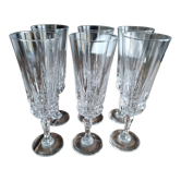 Lot de 6 flûtes à champagne vintage en verre moulé
