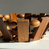 Vintage turned wooden table basket