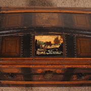 travel trunk from the early 20th century made of leather and wood
