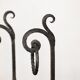 Brutalist wrought iron andirons, Italy, 1970s, set of 2.