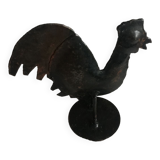 Poule ou coq en laiton sur support rond decoration