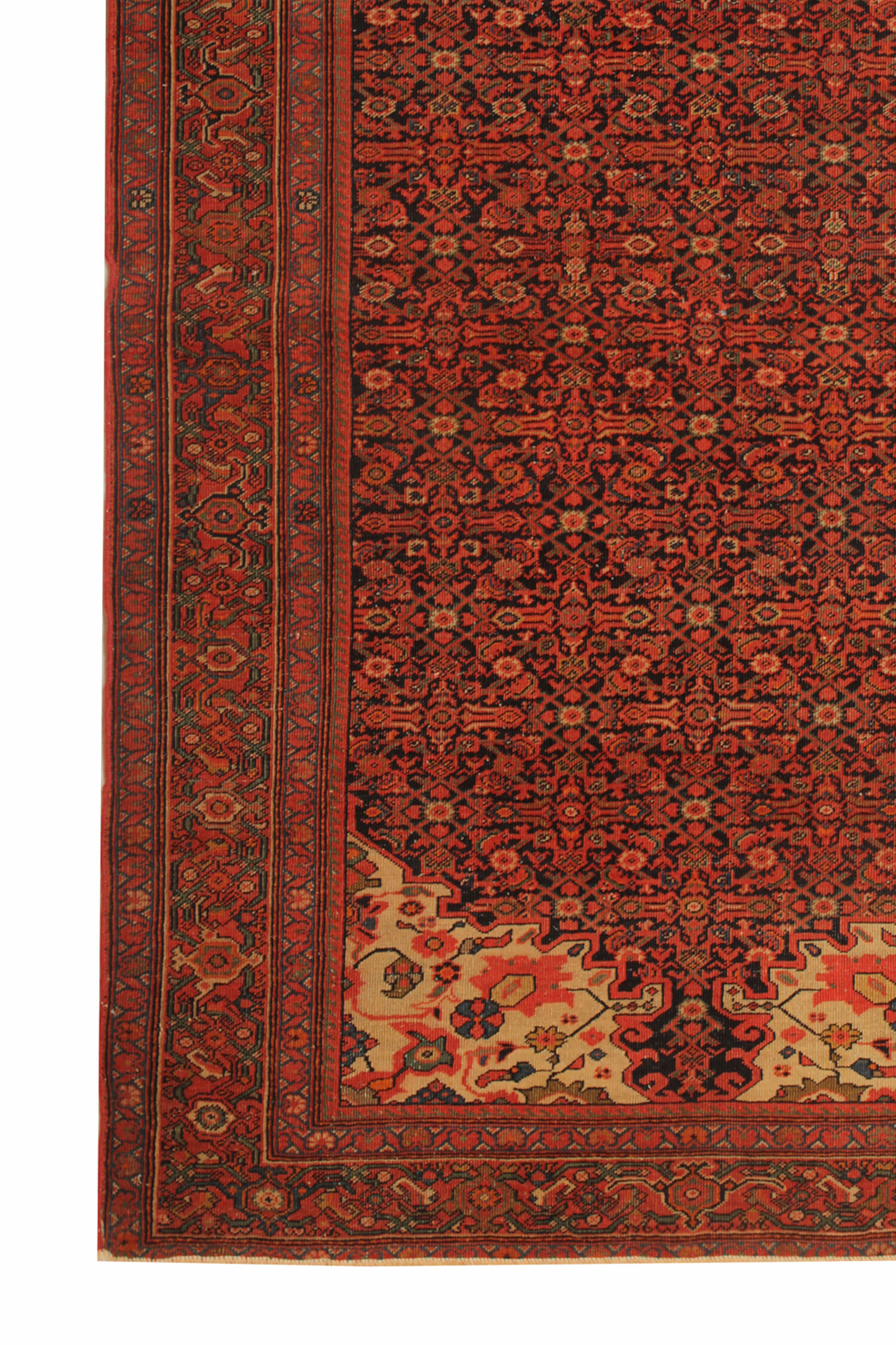 Handmade persian orange wool rug, oriental malayer rug- 127x203cm